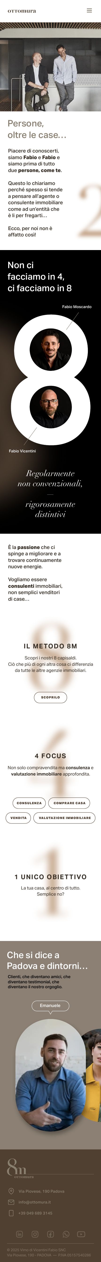 Sito Ottomura su smartphone, la pagina degli otto motivi