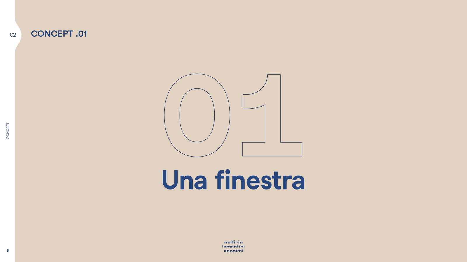 Slide di apertura del concept 01, Una finestra