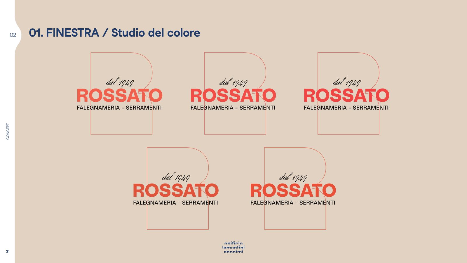 Slide dello studio del colore, versioni chiare del marchio
