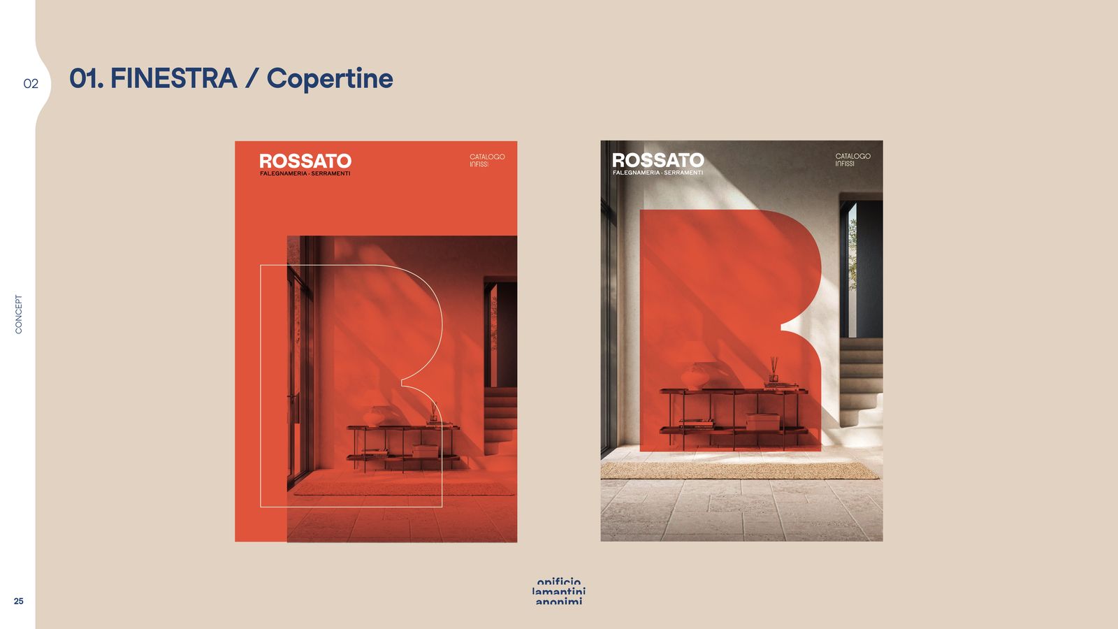 Slide con le copertine dei materiali nel concept della finestra