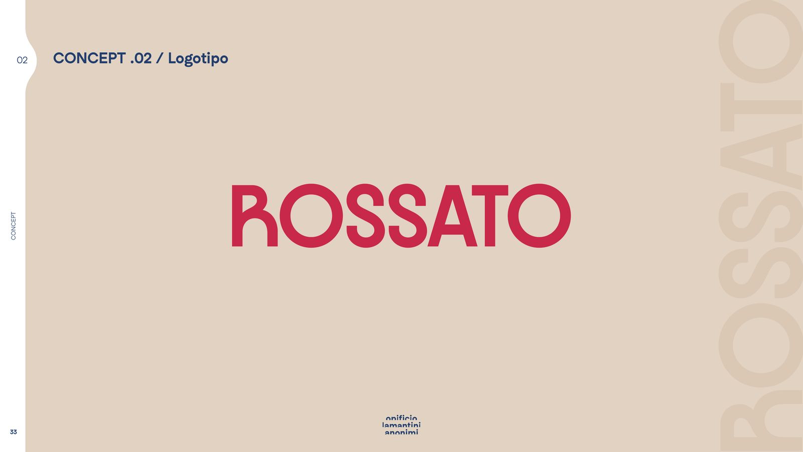 Slide del concept 02 con il logotipo Rossato