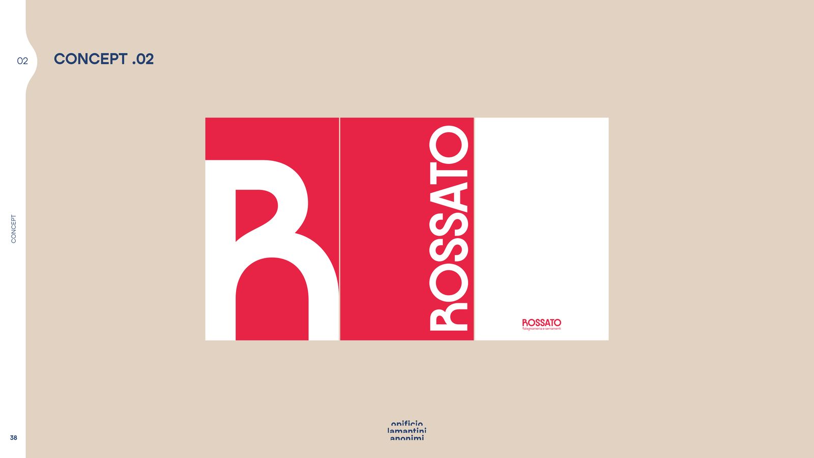 Slide del concept 02 con le copertine rosse e il monogramma