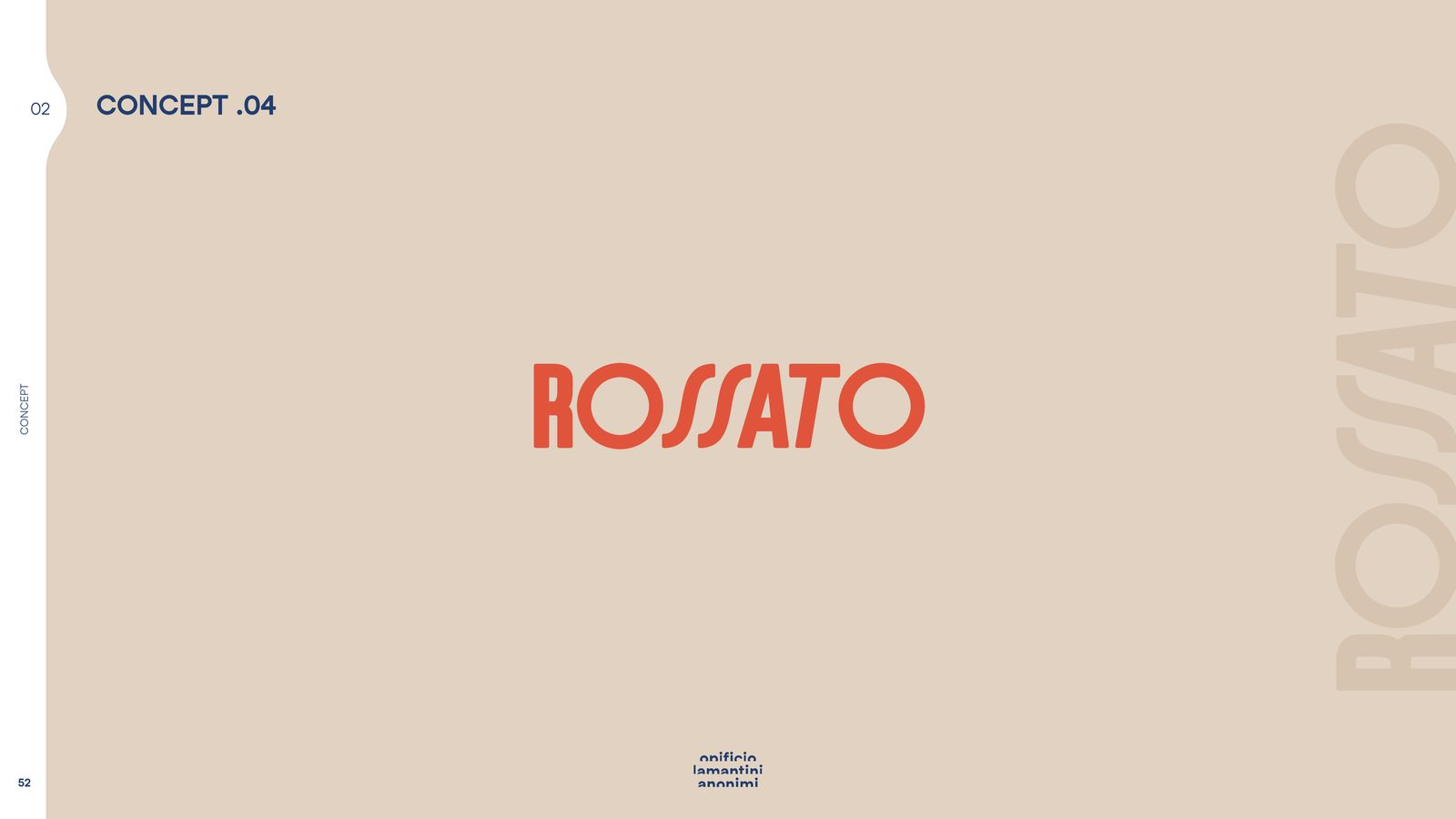 Slide del concept 04 con il logotipo di ispirazione vintage