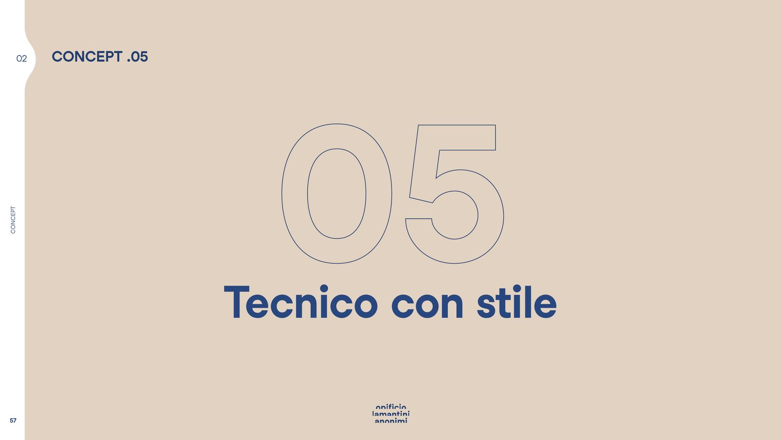 Slide di apertura del concept 05, Tecnico con stile