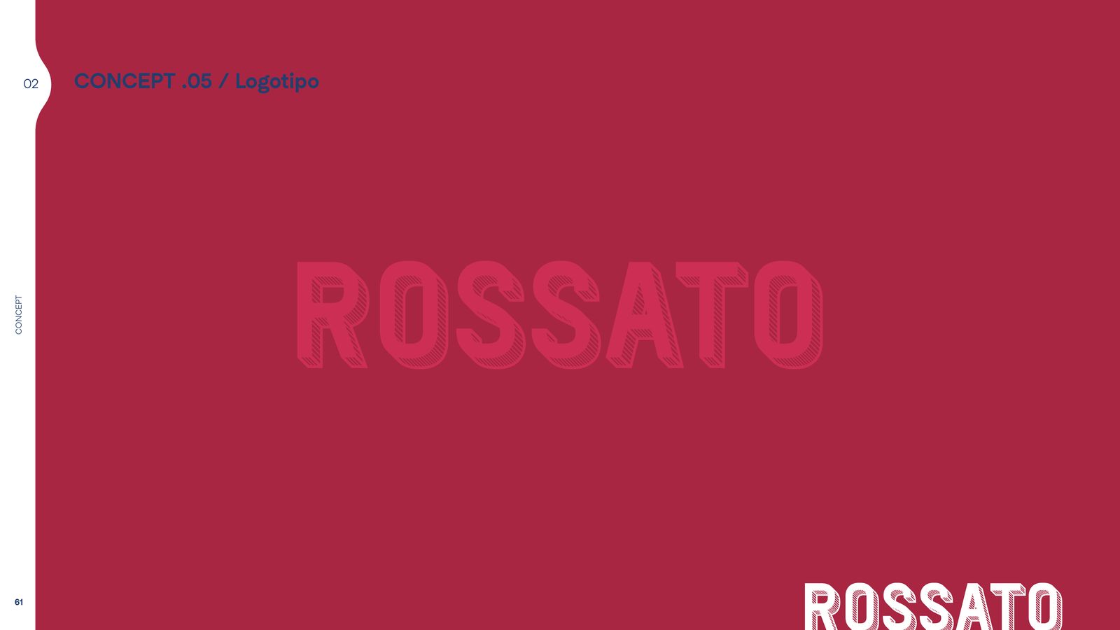 Slide del concept 05 con il logotipo su fondo rosso