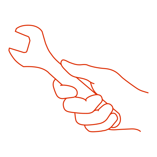 Illustrazione a tratto: una mano impugna una chiave inglese