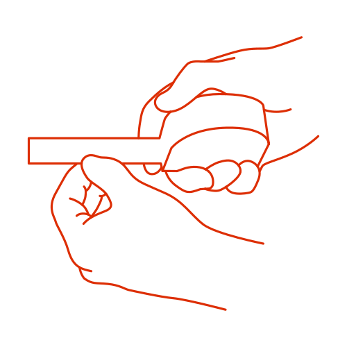 Illustrazione a tratto: due mani misurano un profilo con la squadra