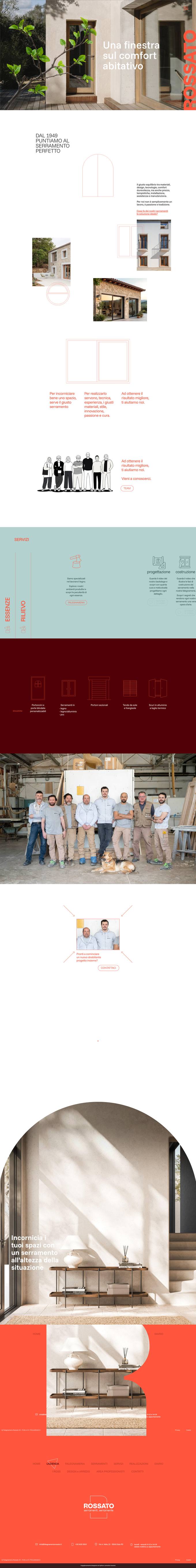 Mockup del sito Rossato, home page: una finestra sul comfort abitativo