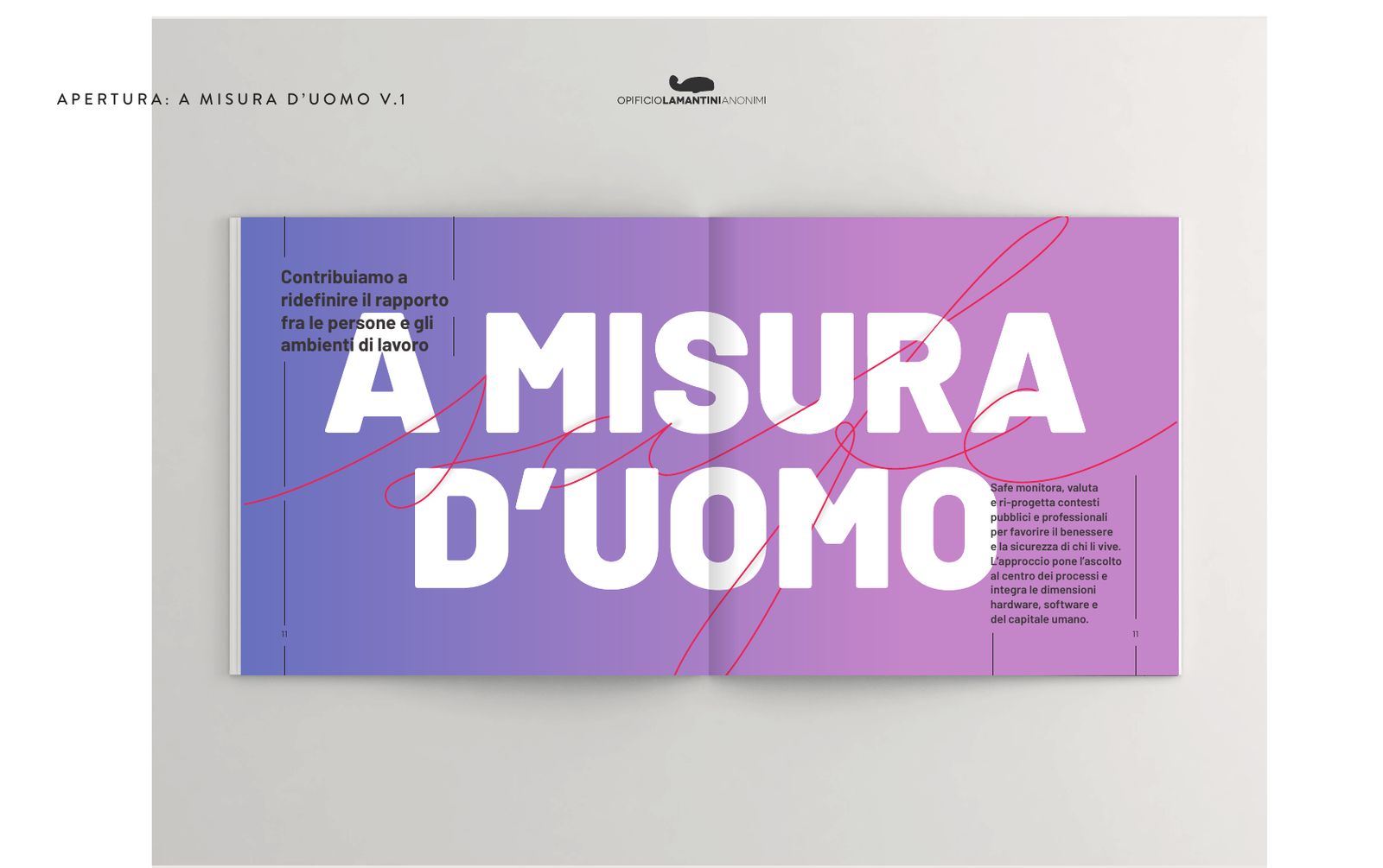 La doppia pagina a misura d’uomo nel gradiente viola e rosa, settembre 2022