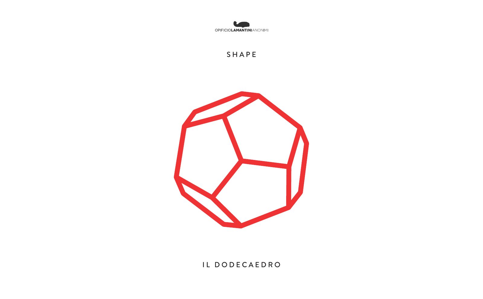 Il dodecaedro isolato, disegnato in rosso, nella prima presentazione