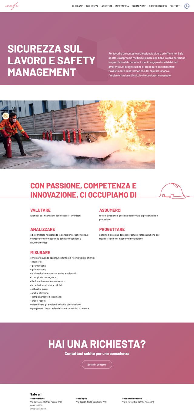 Sito safesrl.com, la pagina sicurezza sul lavoro e safety management