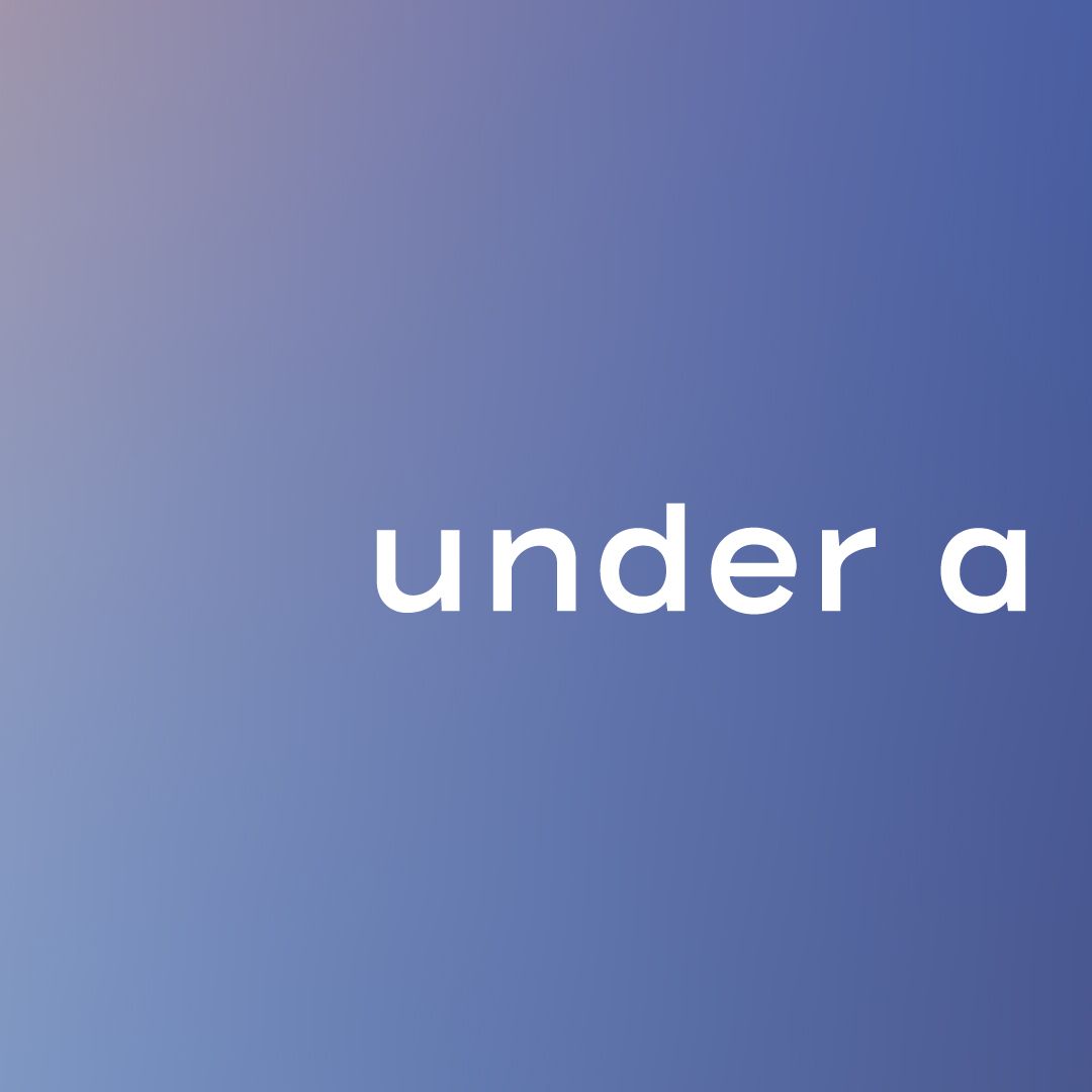 The words under a in white on a light blue gradient