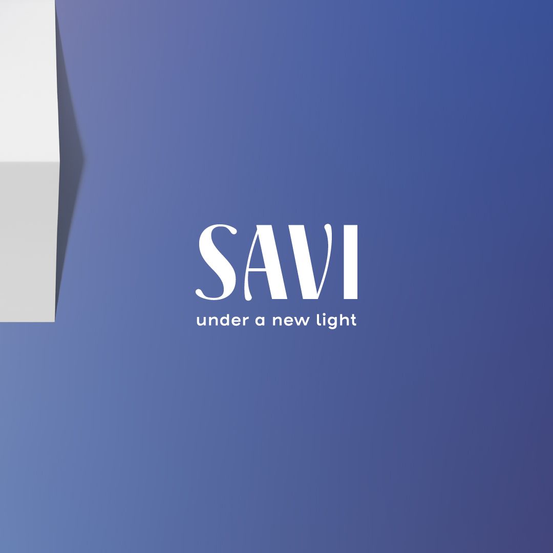 The SAVI logo in white on blue, next to an envelope