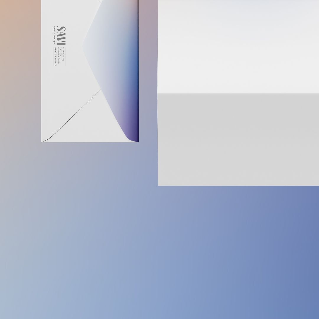 Savi envelope with the logo and the gradient on the flap