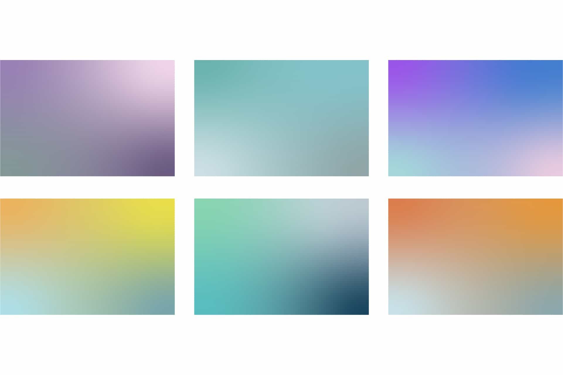 The six gradients of the Savi palette side by side on a white background