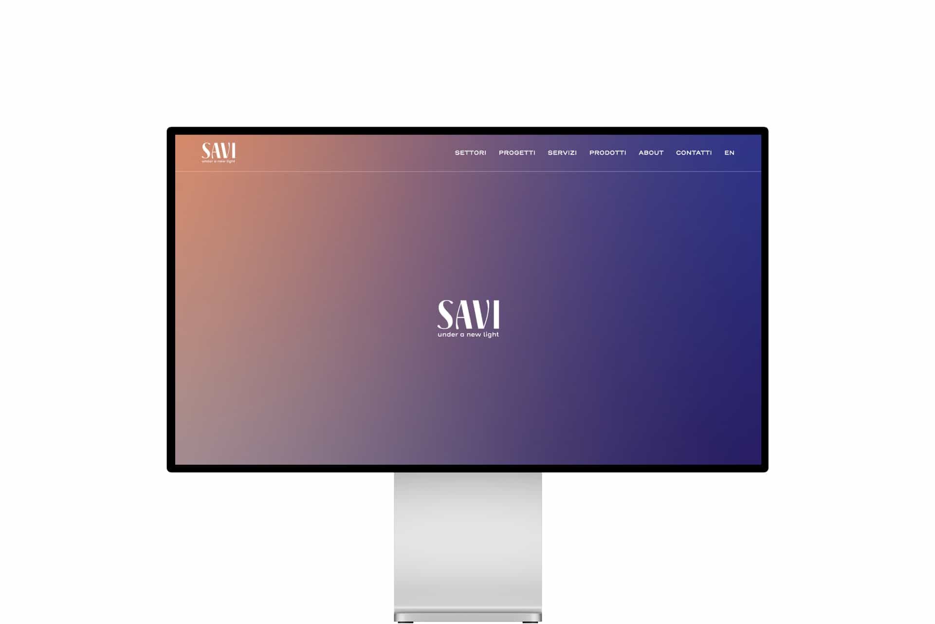 The saviweb.com website on a monitor, with the gradient home page