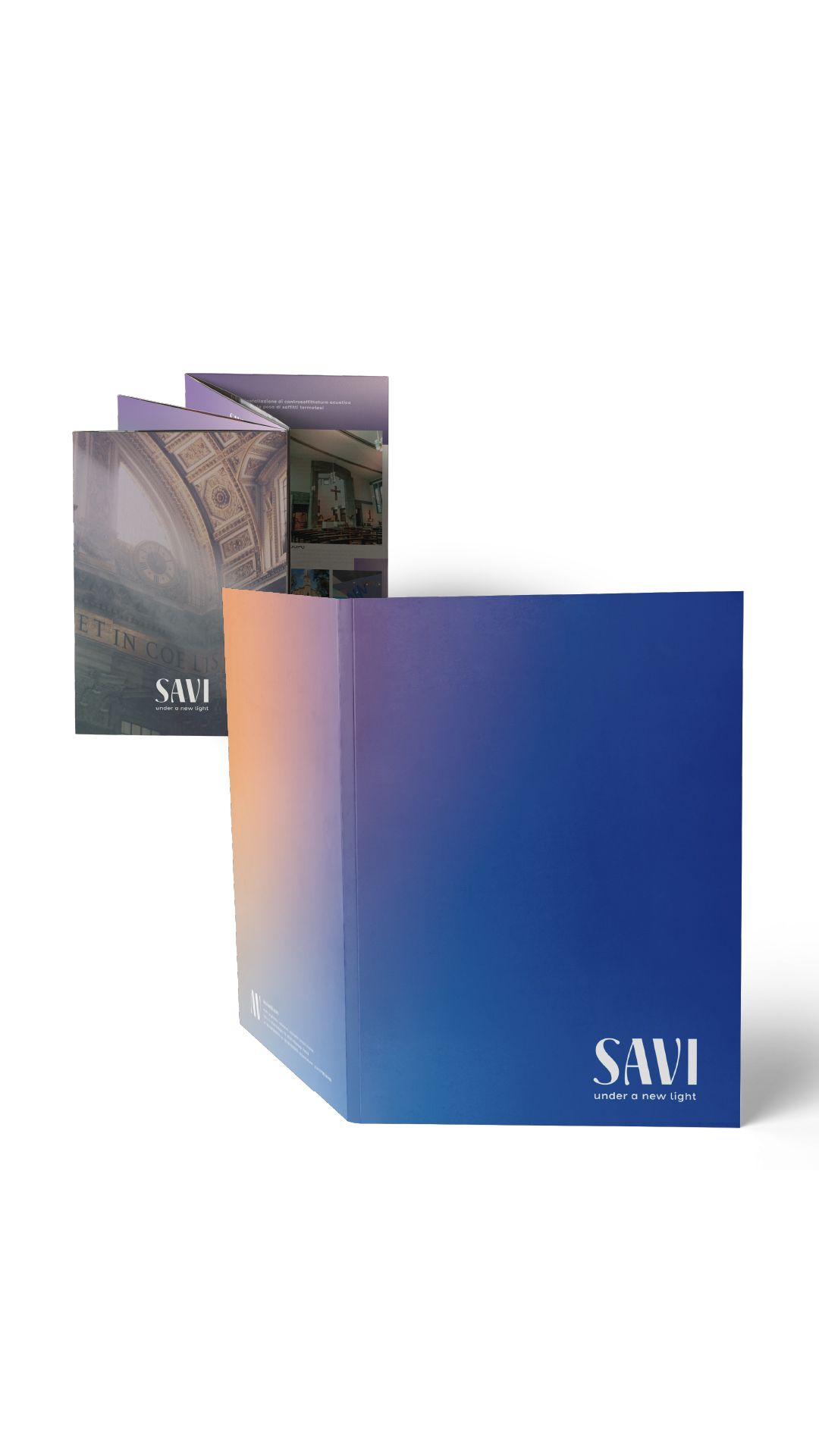 Vertical story: Savi folder and leaflet with the gradient