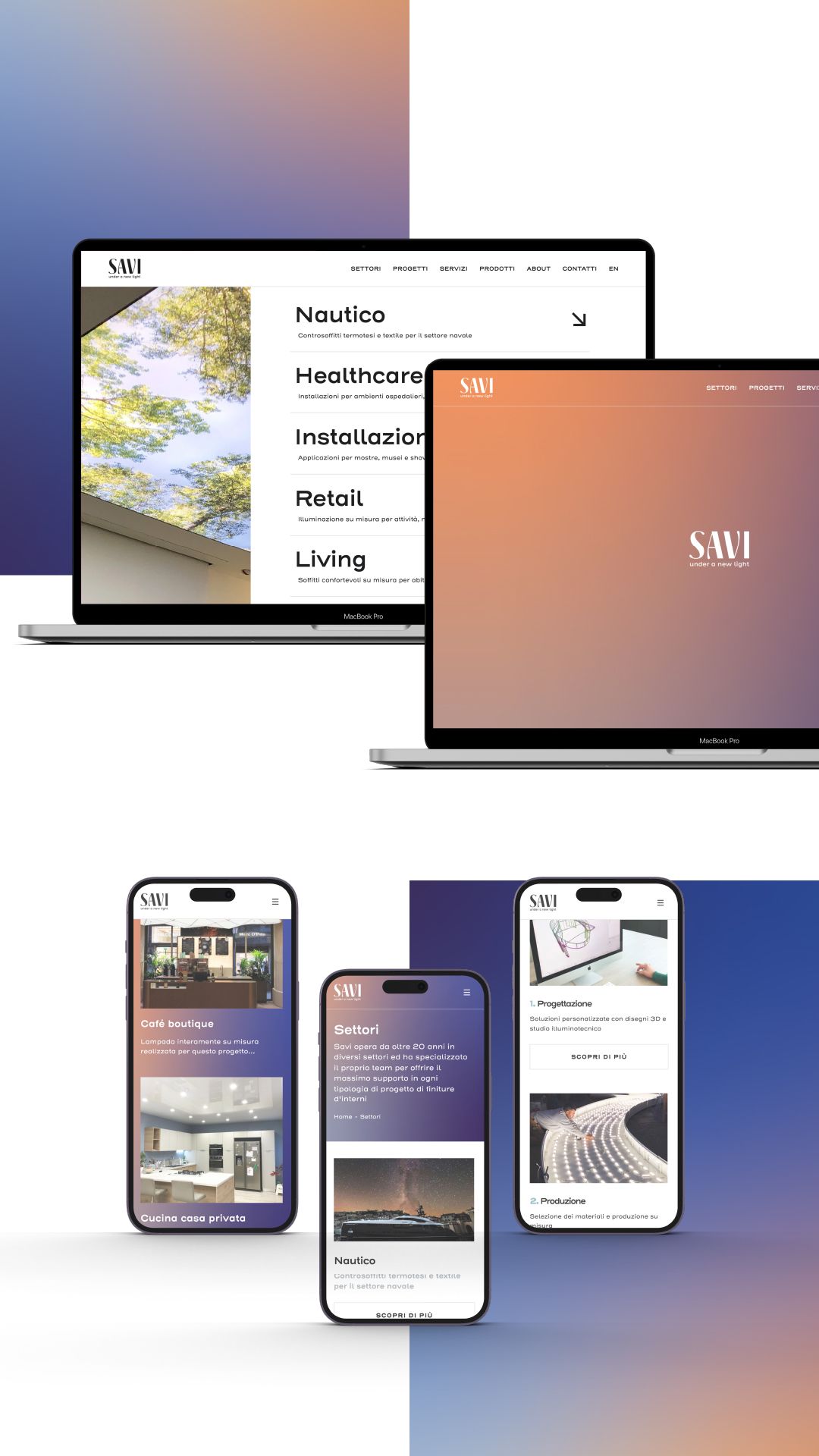 Vertical story: the saviweb.com website on laptops and smartphones