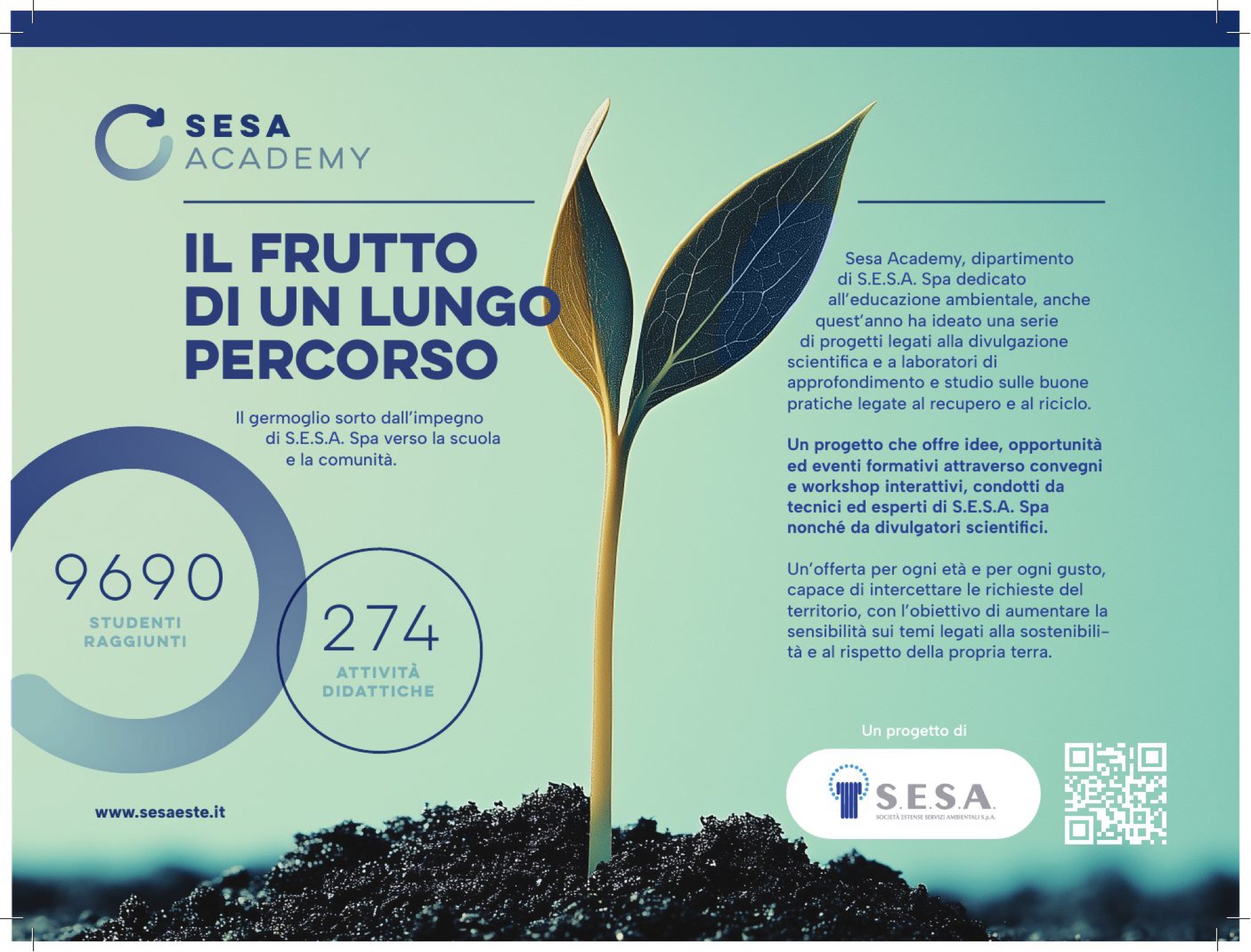 Pagina pubblicitaria di S.E.S.A. Academy per la stampa locale
