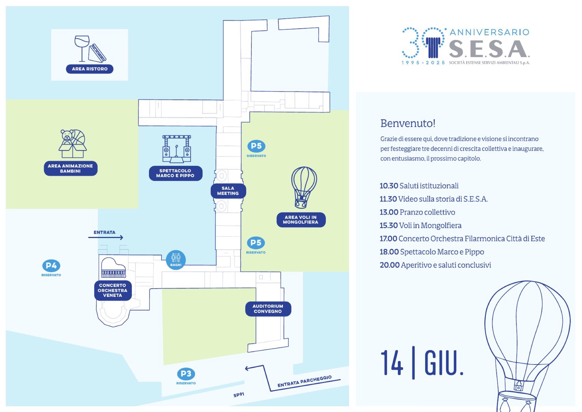 Mappa dell’area della festa dei trent’anni