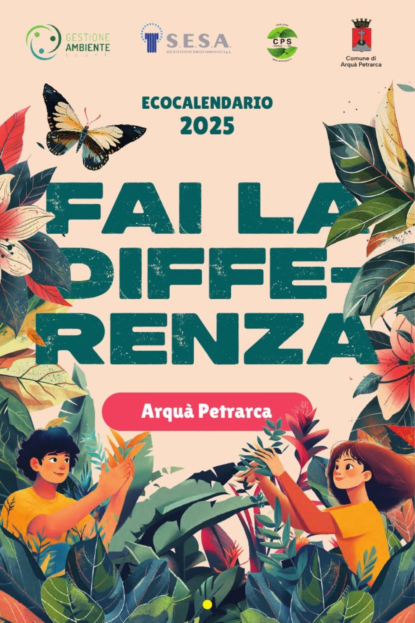 Copertina dell’ecocalendario 2025 per il comune di Arquà Petrarca