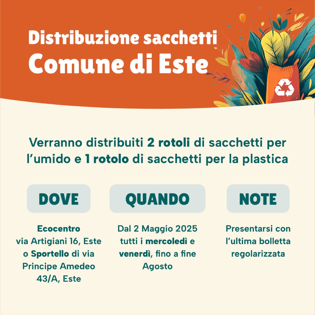 Post per la distribuzione dei sacchetti, secondo formato