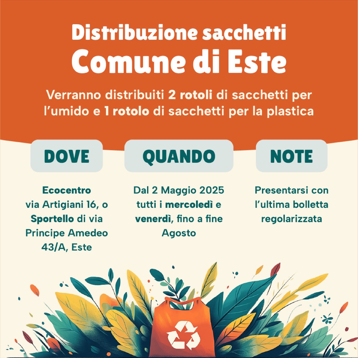 Post per la distribuzione dei sacchetti, terzo formato