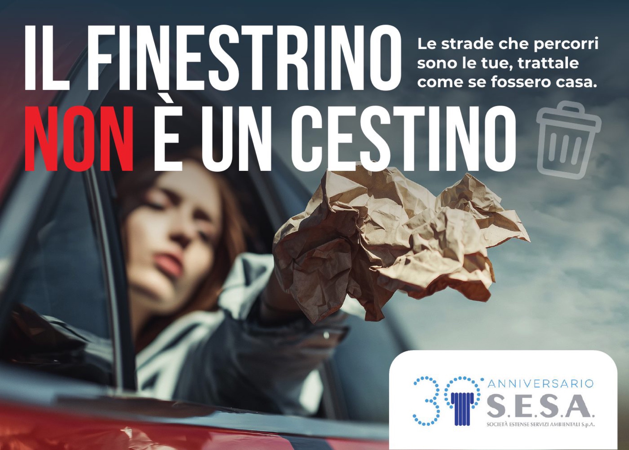 Visual della campagna: il finestrino non è un cestino