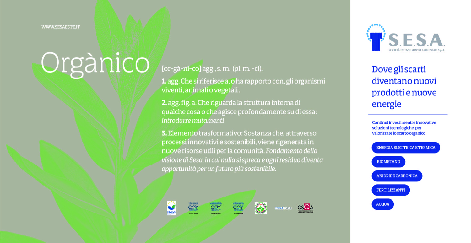 Studio del fondale dello stand con la definizione della parola organico