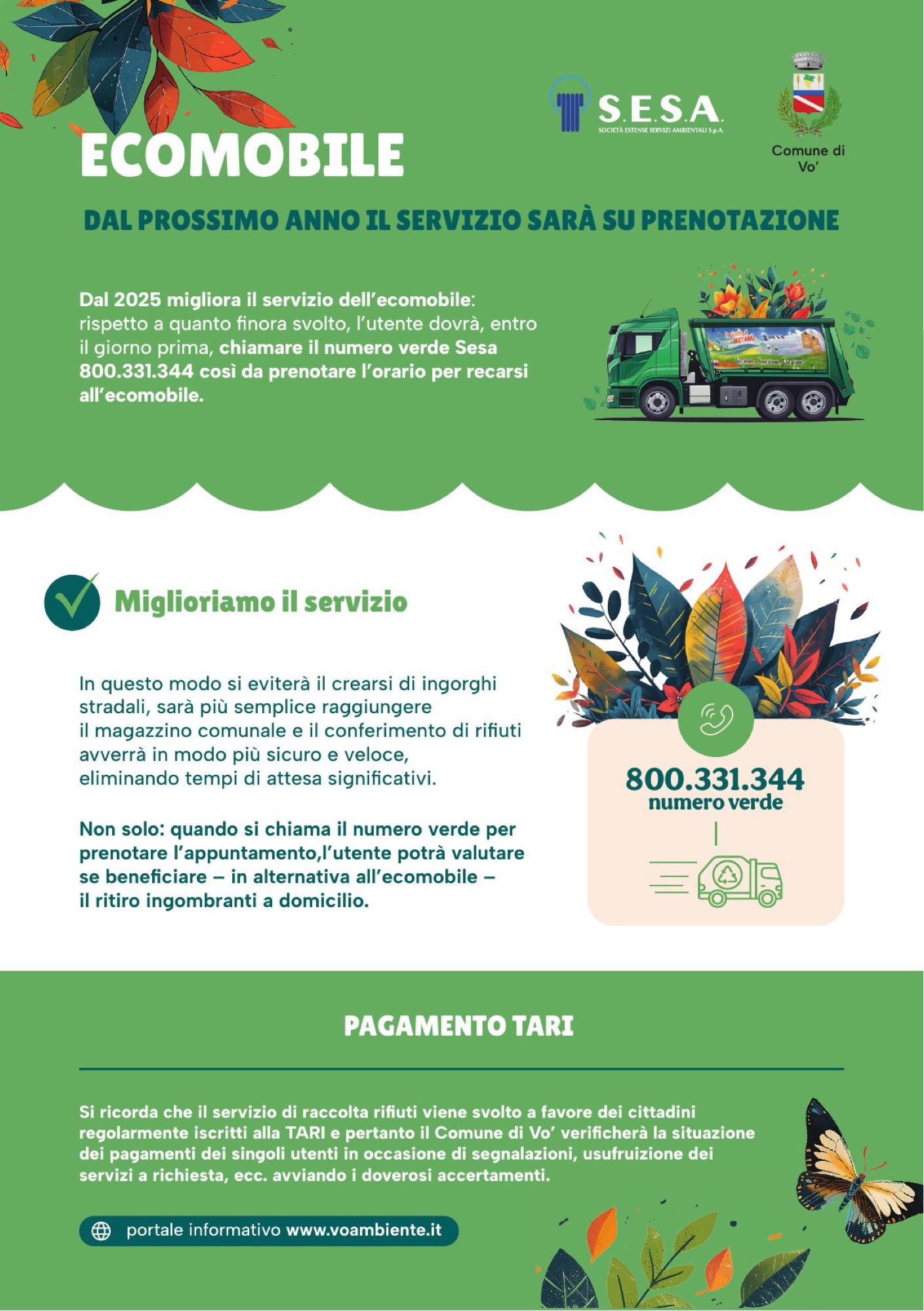 Volantino del servizio Ecomobile per la raccolta itinerante