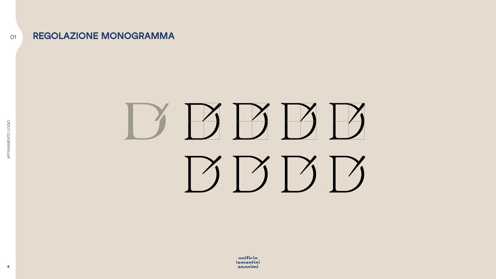 Slide con otto regolazioni del monogramma D e apostrofo