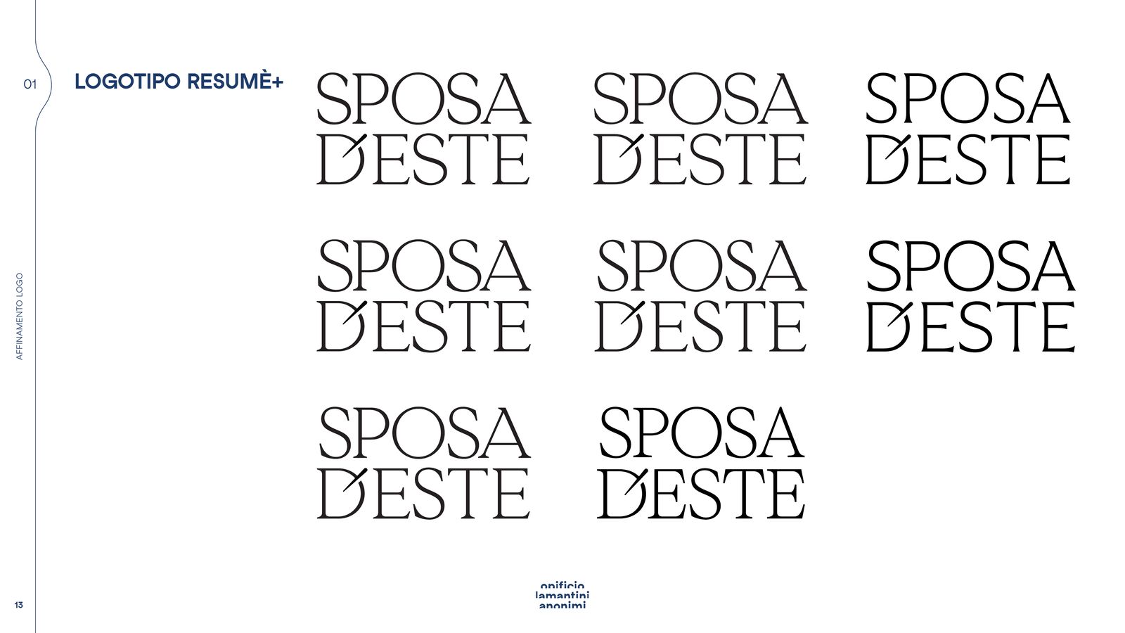 Seconda slide riassuntiva con le versioni del logotipo