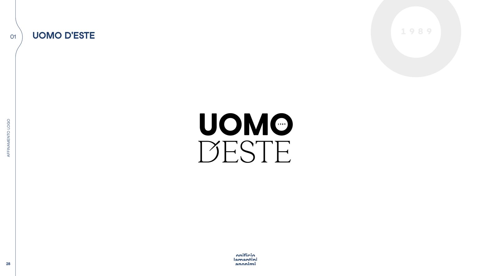 Slide con la versione definitiva del logotipo Uomo d’Este