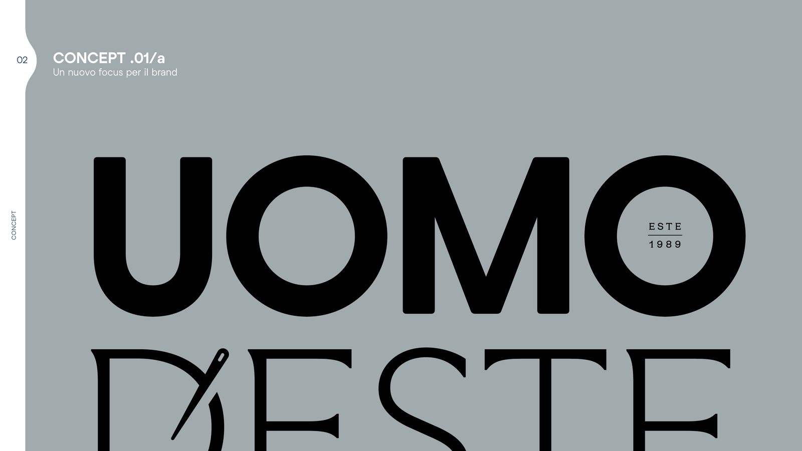 Slide del concept 01/a con il logotipo Uomo d’Este