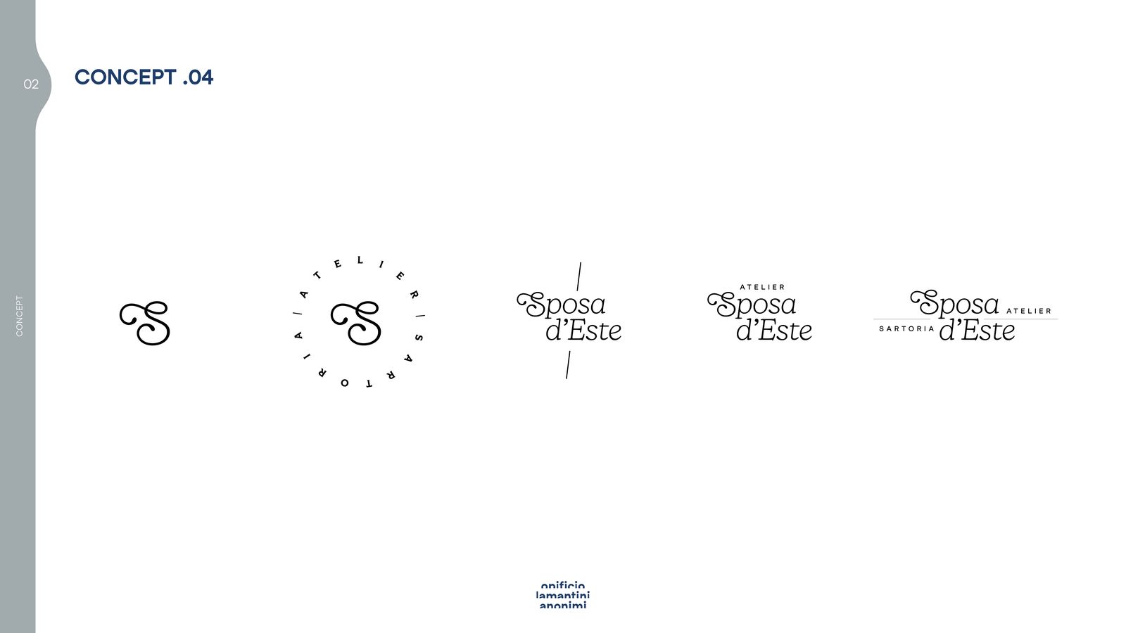Slide del concept 04 con le varianti del monogramma S