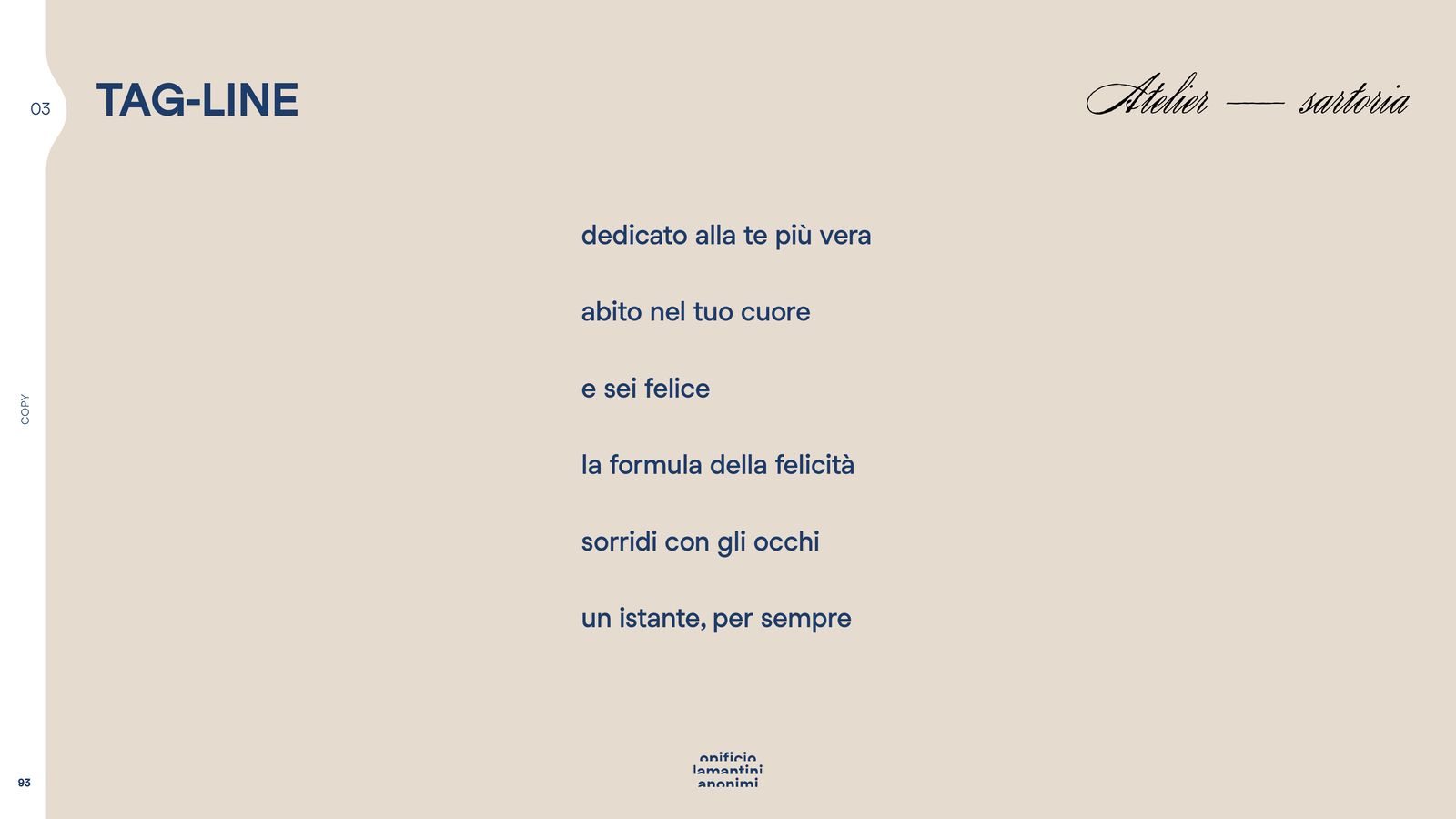 Slide con il secondo elenco di tag line proposte