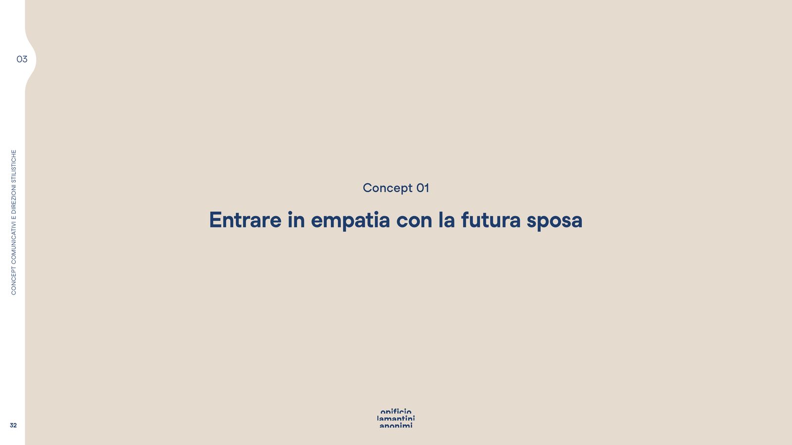 Slide di apertura del concept 01: entrare in empatia con la futura sposa