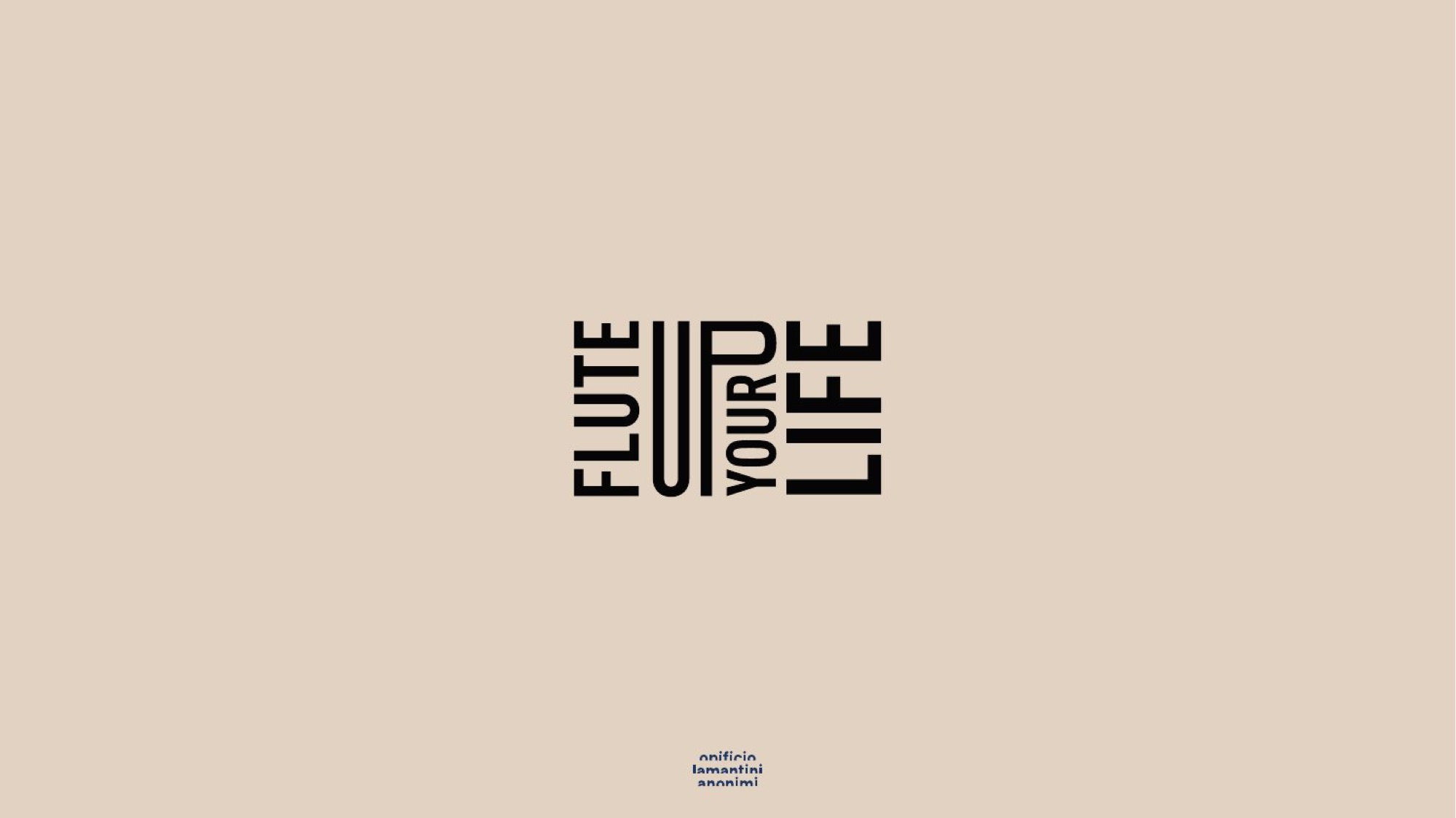 Prima proposta del marchio Flute Up Your Life applicata a un mockup