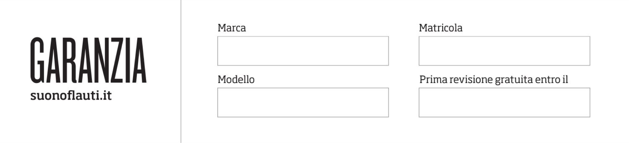 Secondo cartoncino di garanzia pronto per la stampa
