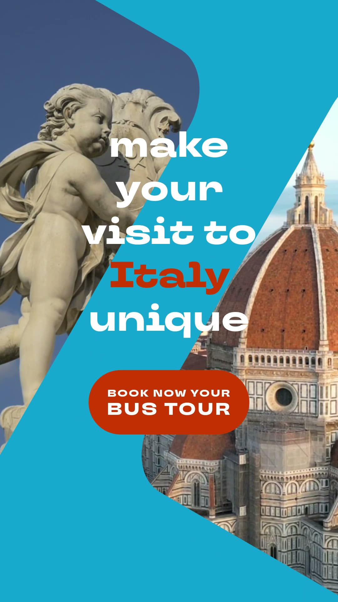 Fotogramma finale del video verticale: make your visit to Italy unique, book now your bus tour