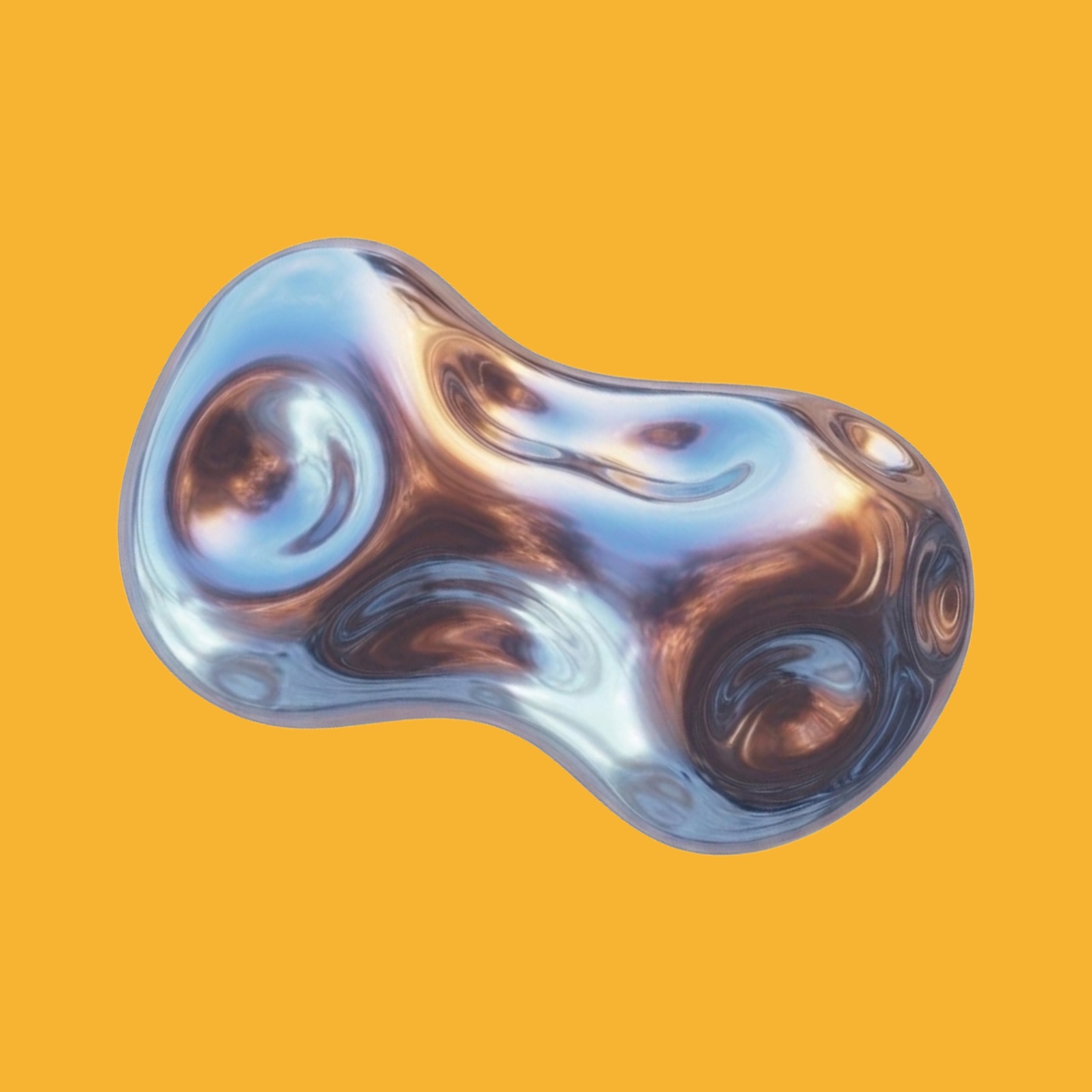 Una forma di metallo liquido del 2026, uno degli elementi 3D del sito