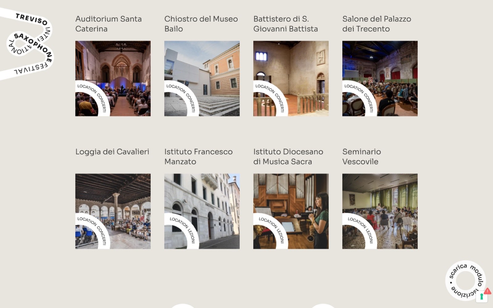 Le location 2024 sul sito, a colori, con il bollino tondo sulle foto