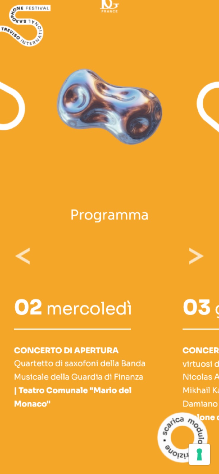 Il sito 2026 sul telefono: il programma a scorrimento