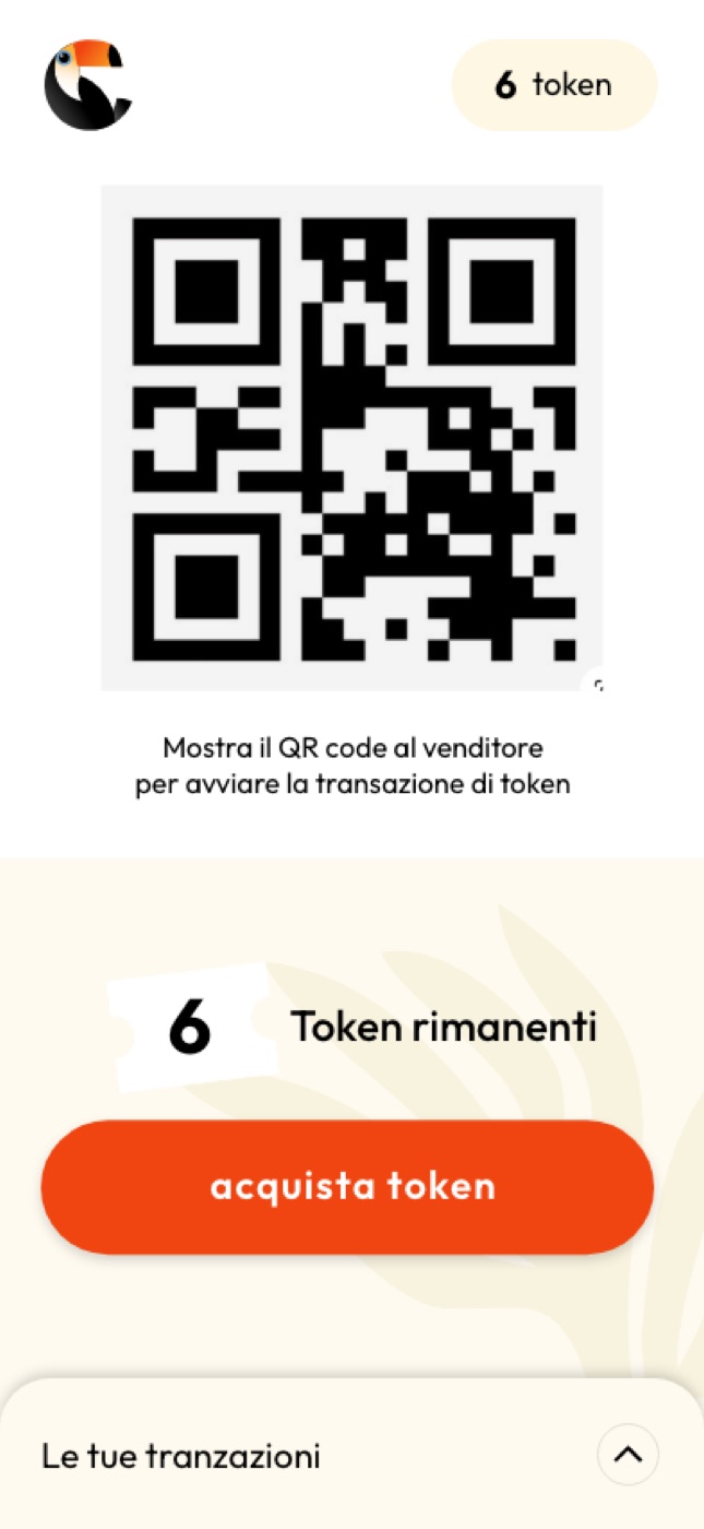 Schermata con il QR code personale da mostrare allo stand
