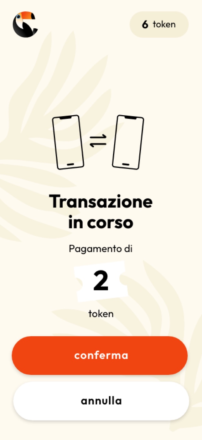 Schermata della webapp dopo una transazione